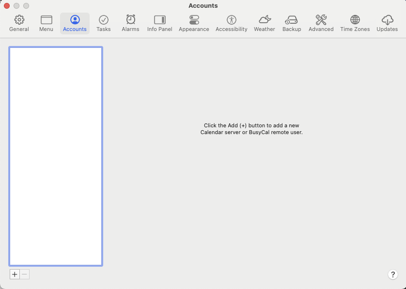 BusyCal settings - Accounts