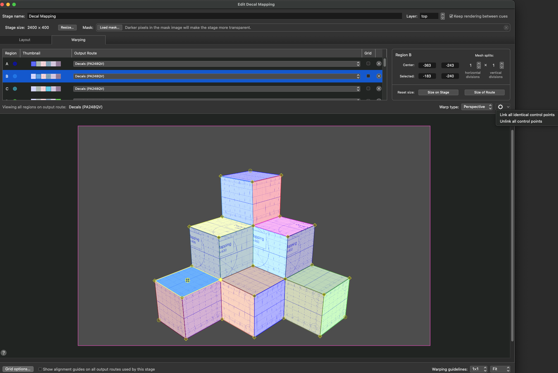Cubes region warping