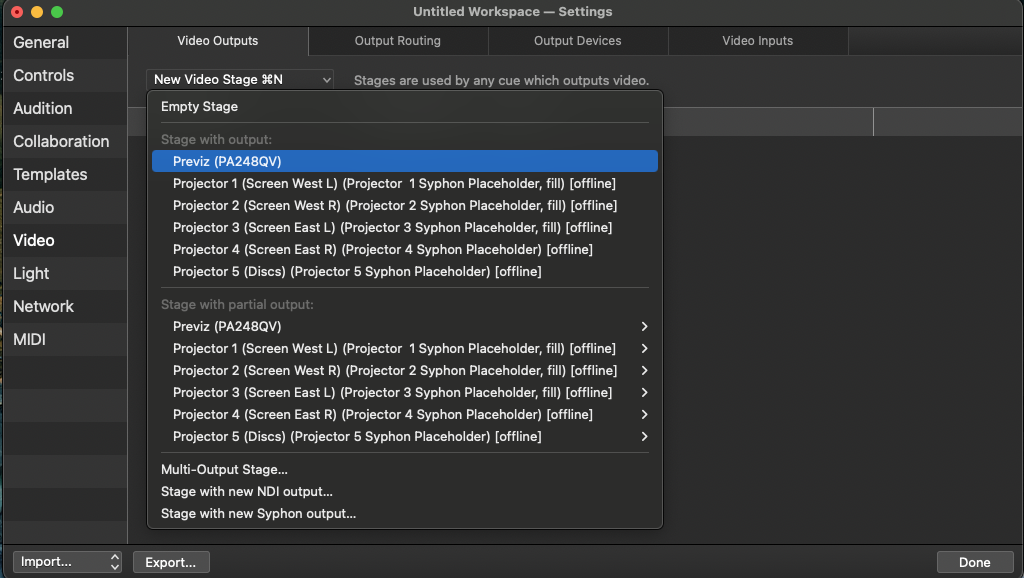 New stage with output