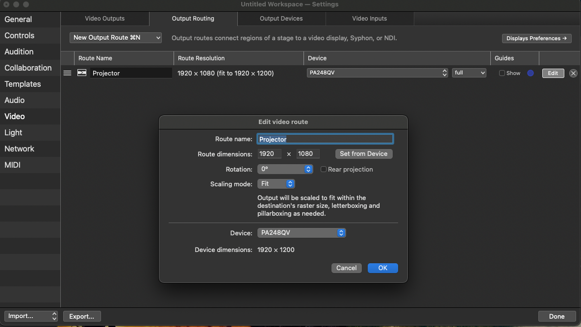 Primary output route