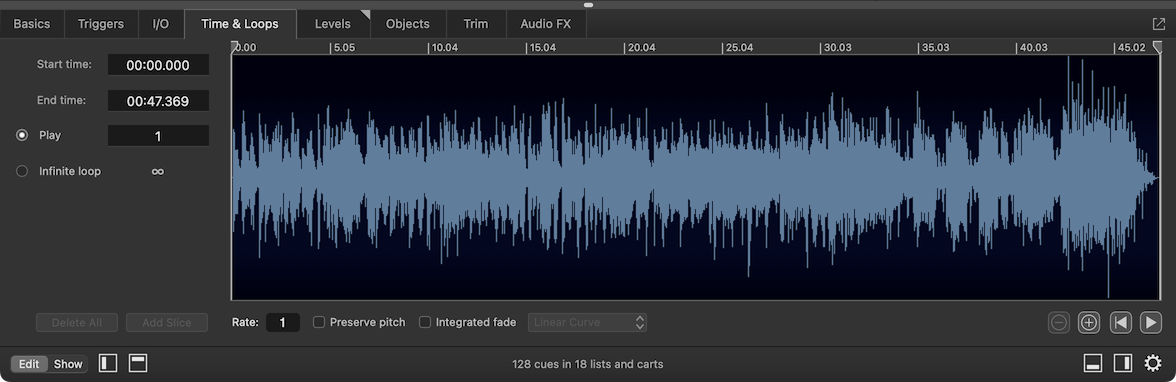 The Time & Loops tab