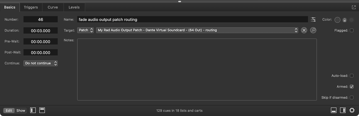 The Basics tab - Fading a patch