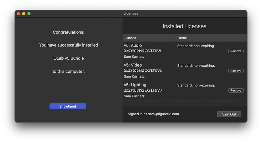 License installation complete