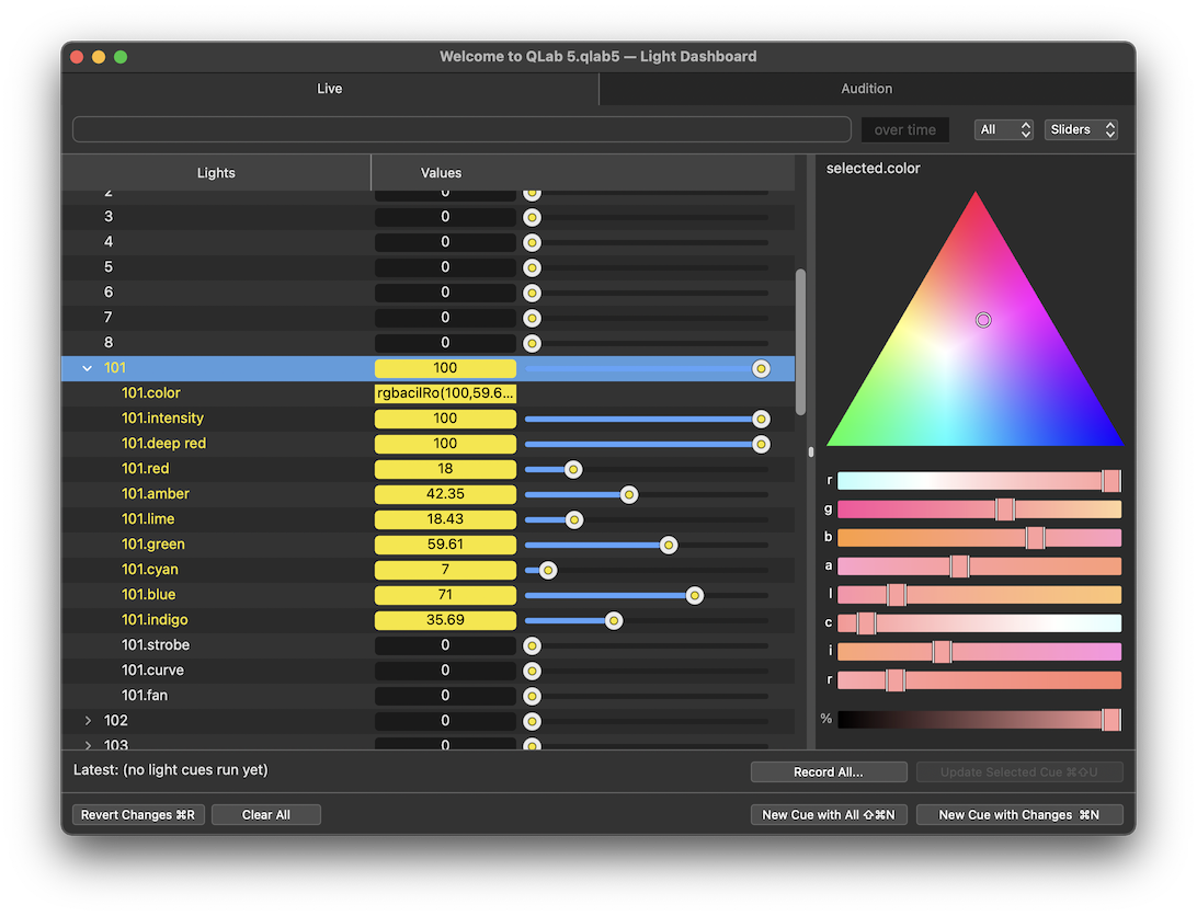Light Dashboard additive color picker