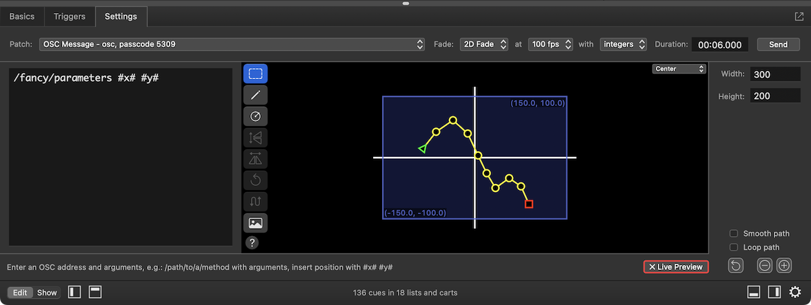 A Network cue with a 2D integer fade