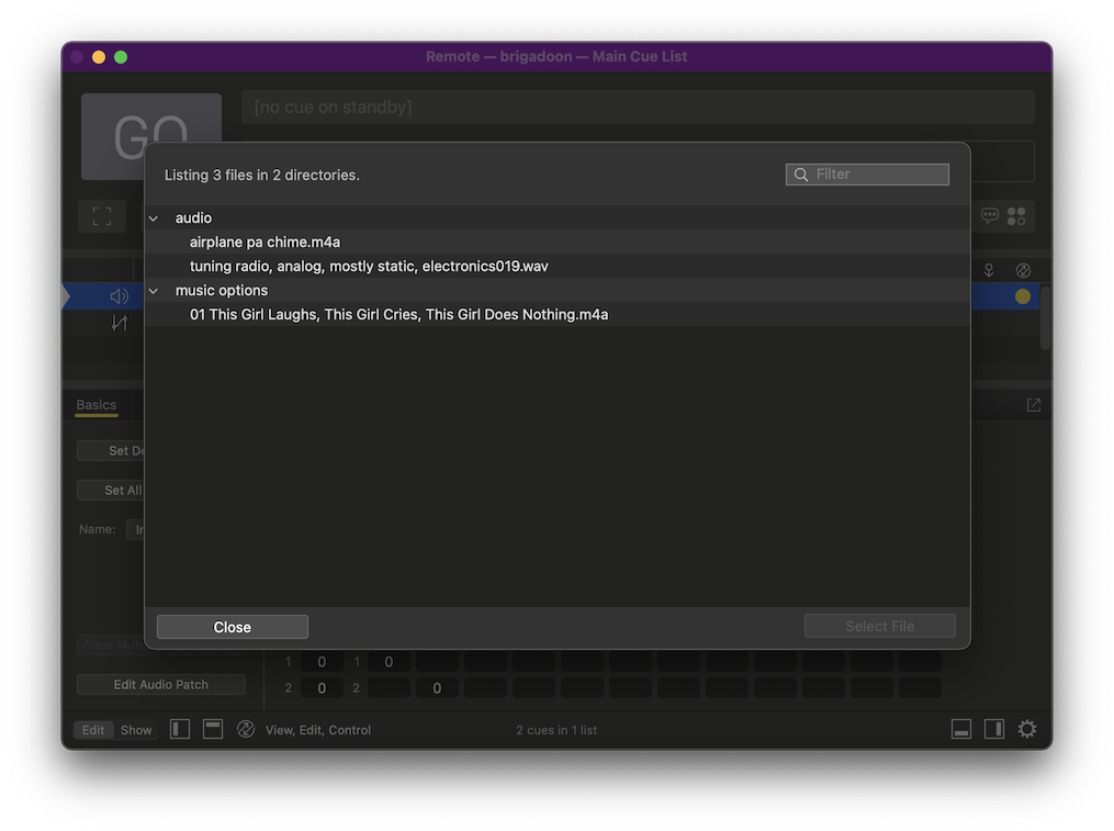 The remote file browser