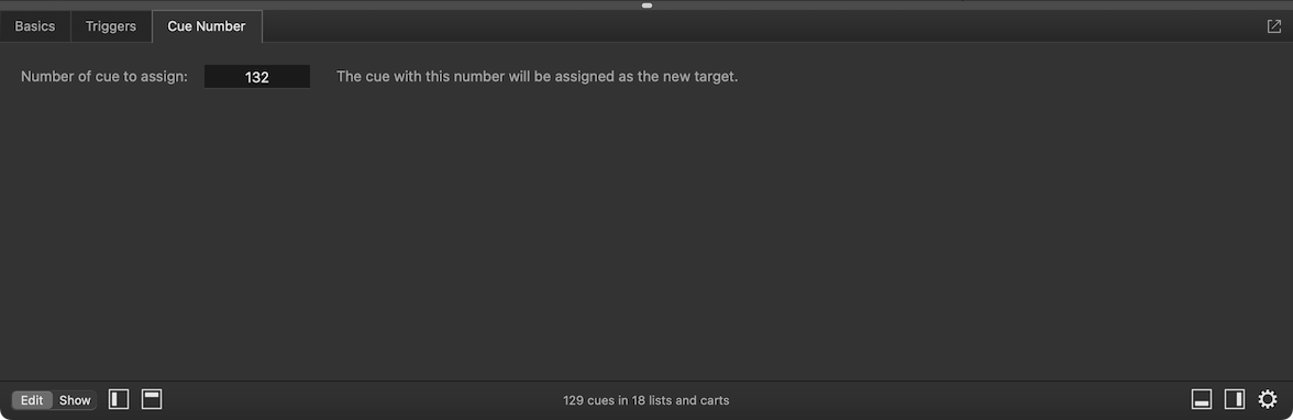 The Cue Number tab