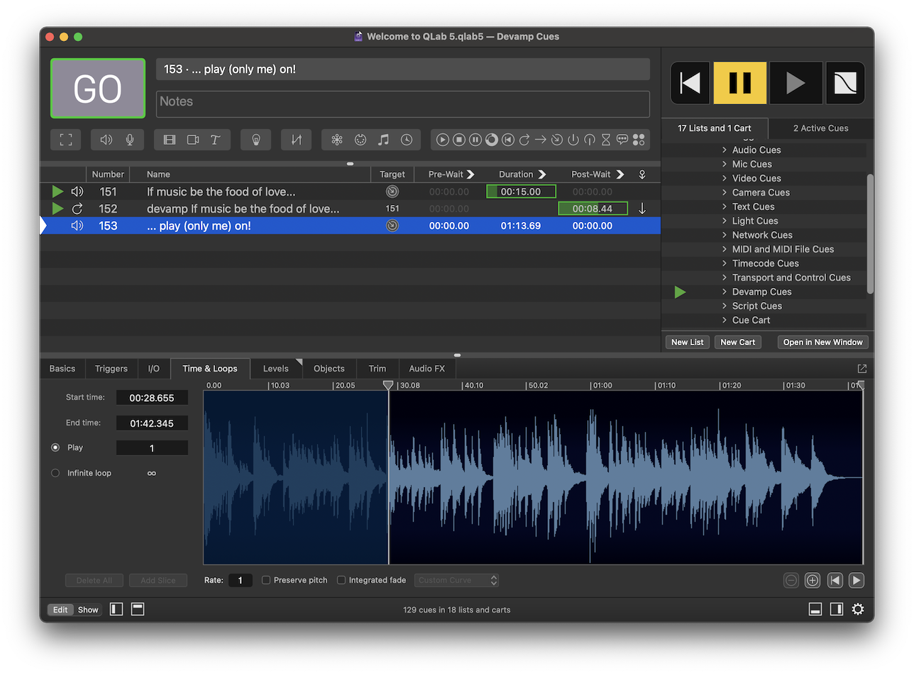 Devamp and start next cue