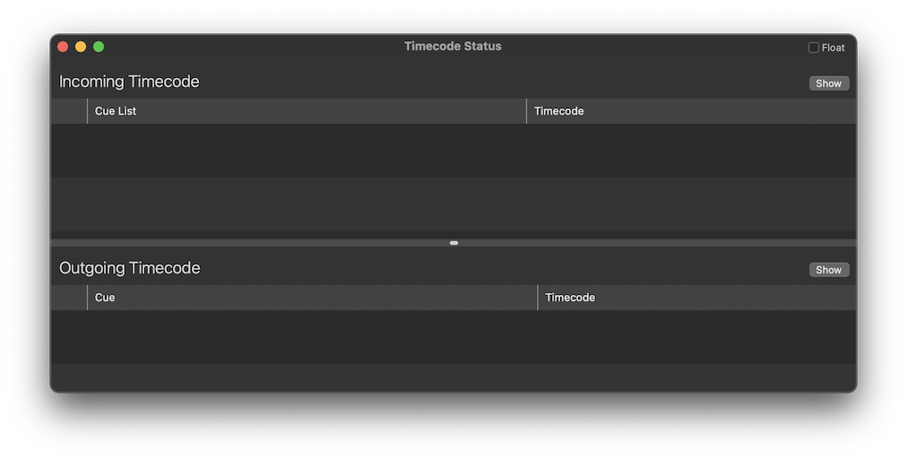 The Timecode Status window