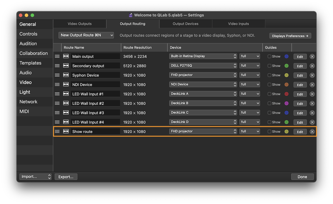 A full-device output route