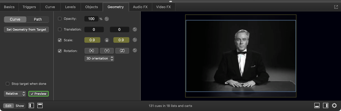 The Geometry tab - relative fade