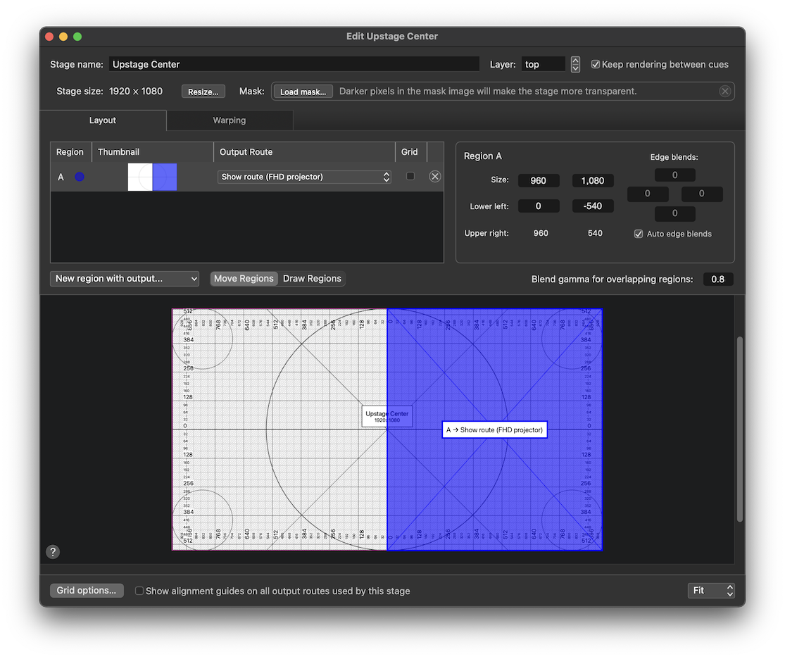 A half-stage region - the Layout tab