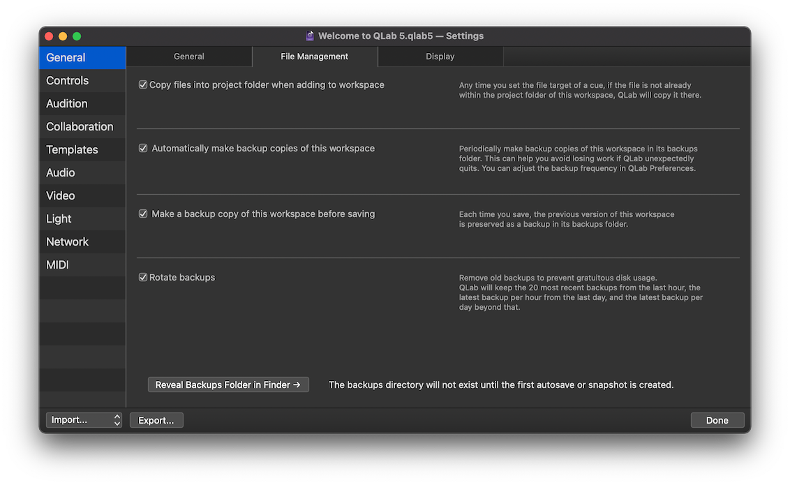 The File Management tab