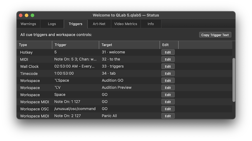 Workspace Status → Triggers