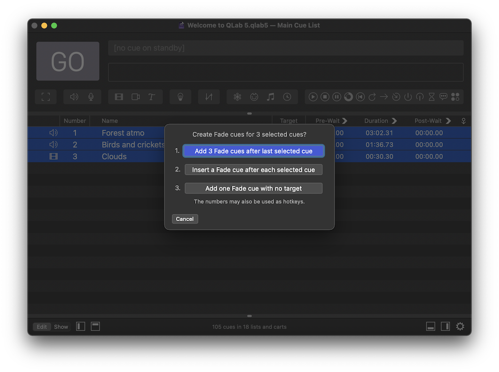 Creating multiple targeted cues