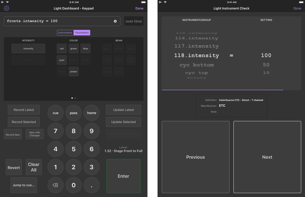 New light features in QLab Remote